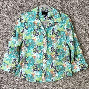 Foxcroft Shirt Women’s 12P Colorful Floral Wrinkle Free Shaped Fit Button Down